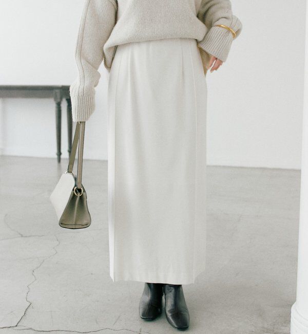  「【暖かく着れる】両面起毛ピンタックナロースカート」|スカート|