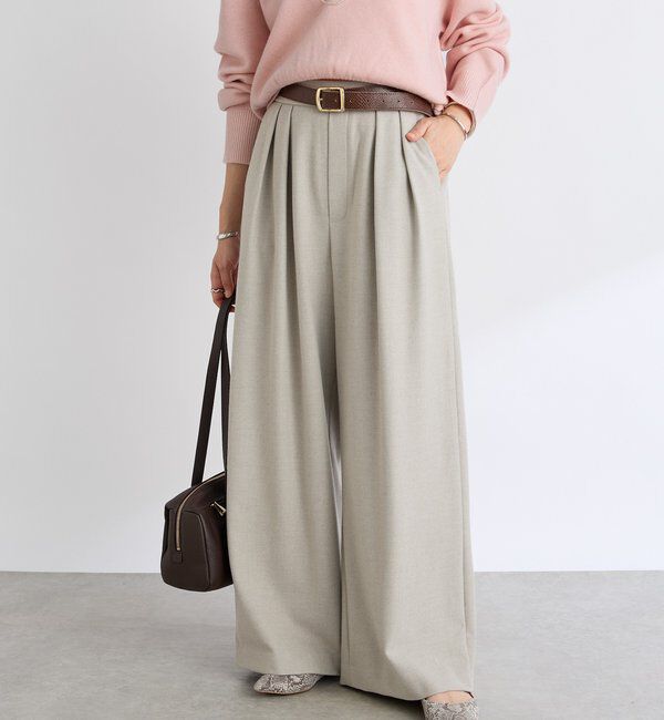  「【最高気温5度の寒い日に！/すっきり見え】ウォームタックワイドスラックス」|チノ|