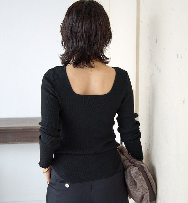  「【女性らしい抜け感】スクエア2WAYリブニット」|ニット・セーター|