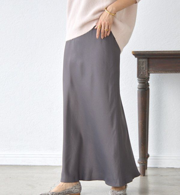  「【リラクシーな履き心地】ヴィンテージサテンバイアススカート」|スカート|