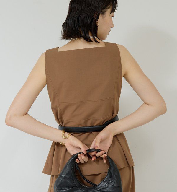  「【セットアップ対応】スクエアネックベスト」|ベスト・ジレ|