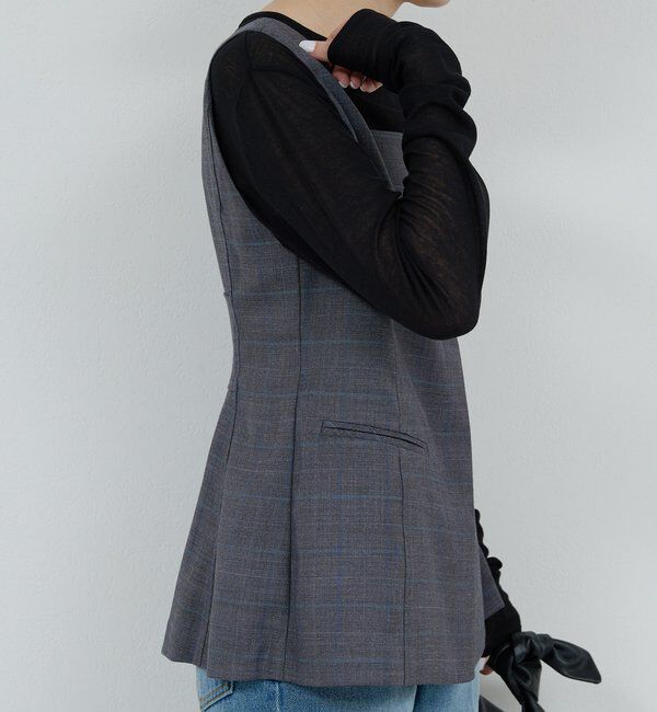  「【セットアップ対応】スクエアネックベスト」|ベスト・ジレ|