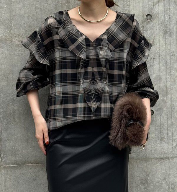  「ラッフルフリルブラウス」|シャツ・ブラウス|ブラック