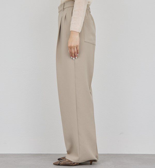  「【シワになりにくい】ジャージータックワイドパンツ」|チノ|