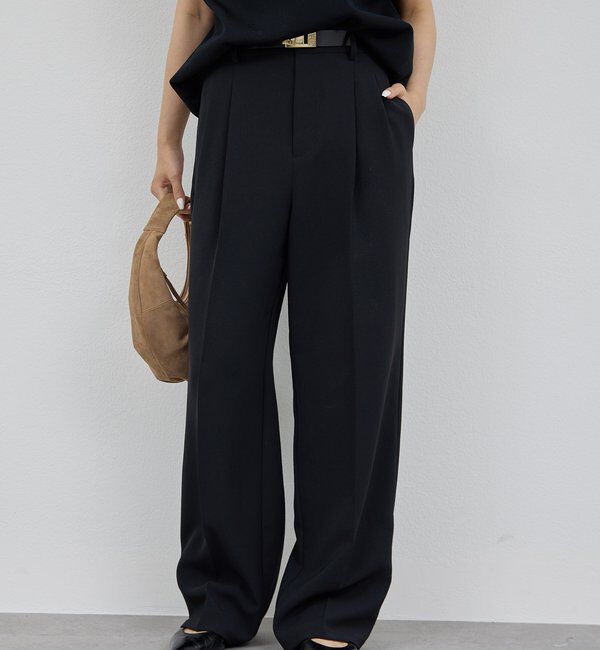  「【シワになりにくい】ジャージータックワイドパンツ」|チノ|