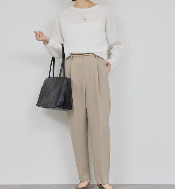  「【シワになりにくい】ジャージーテーパードパンツ」|チノ|