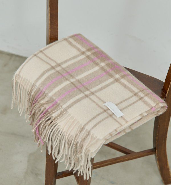  「チェックカシミヤストール」|マフラー|ピンク