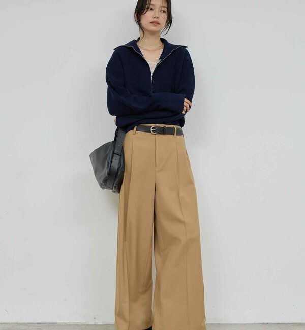  「ベルトレスタックワイドパンツ」|チノ|