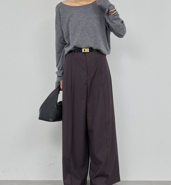  「ベルトレスタックワイドパンツ」|チノ|
