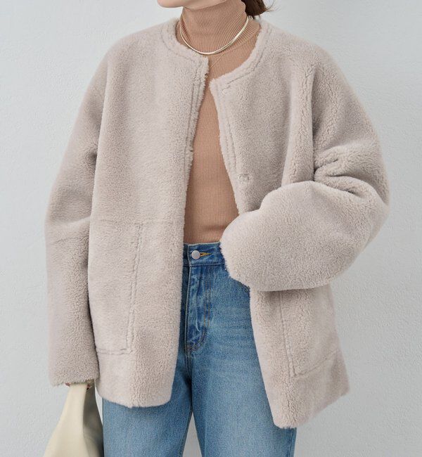  「【2way】リバーシブルフェイクムートンコート」|その他|ライトグレー