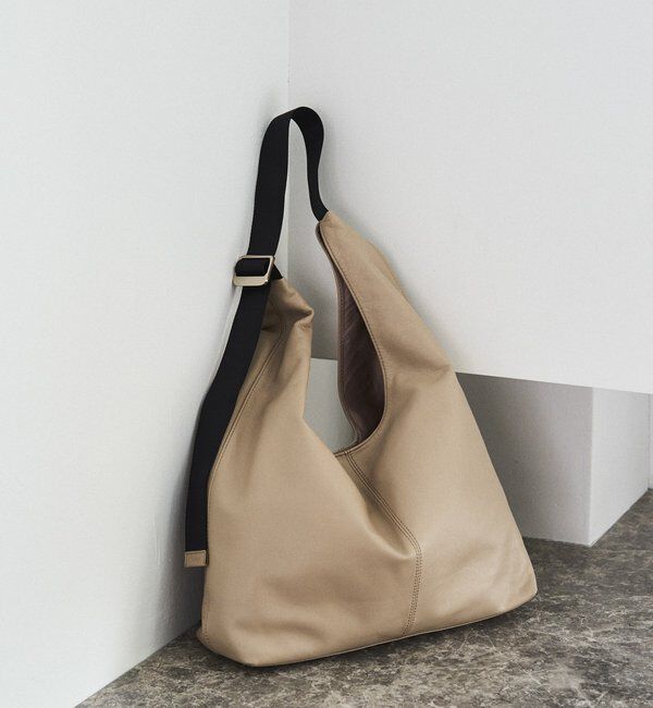  「レザーホーボーバッグ L」|ショルダー・メッセンジャー|グレージュ