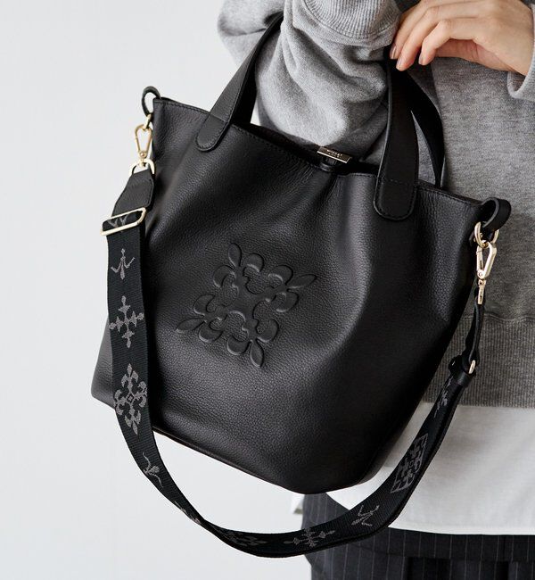  「《WEB限定》エンボスモノグラム2WAYミニトートバッグ」|トートバッグ|ブラック