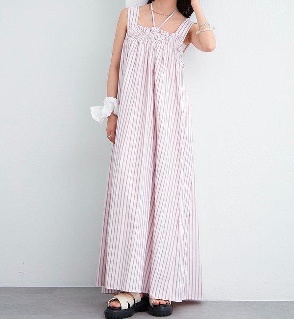  「ホルターマキシワンピース」|ワンピース|ピンク