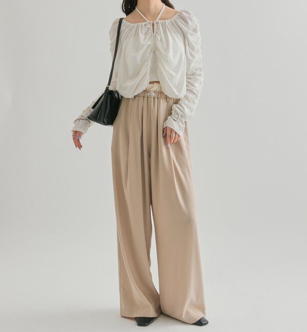  「【オールシーズン対応/WEB限定アイボリー】フリルイージーパンツ」|チノ|