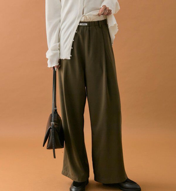  「【オールシーズン対応/WEB限定アイボリー】フリルイージーパンツ」|チノ|ブラウン