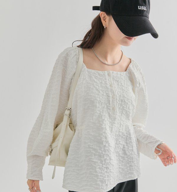  「エンボスパフ 長袖ブラウス」|シャツ・ブラウス|