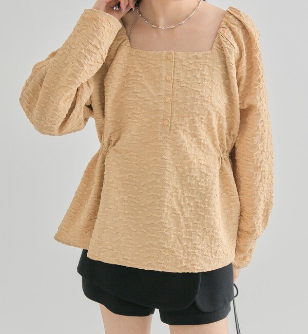  「エンボスパフ 長袖ブラウス」|シャツ・ブラウス|