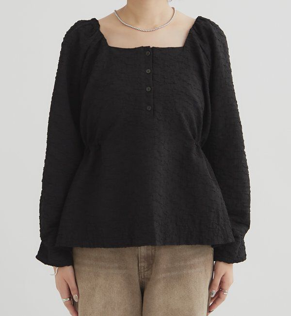  「エンボスパフ 長袖ブラウス」|シャツ・ブラウス|