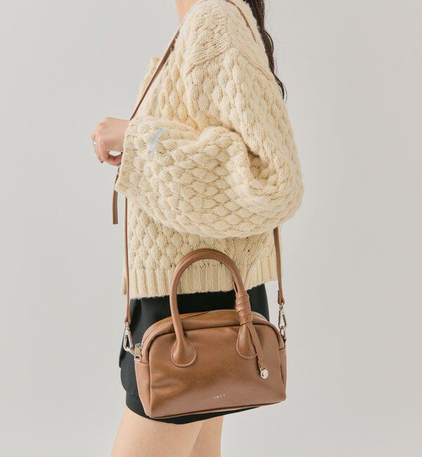  「loti サークルプレート付きスクエアボストンBAG」|ボストンバッグ|