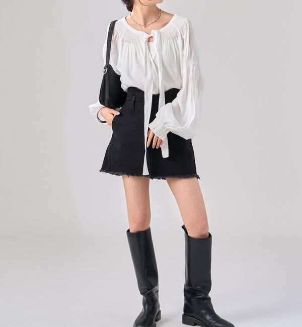  「ウェーブデニム ミニスカート」|スカート|