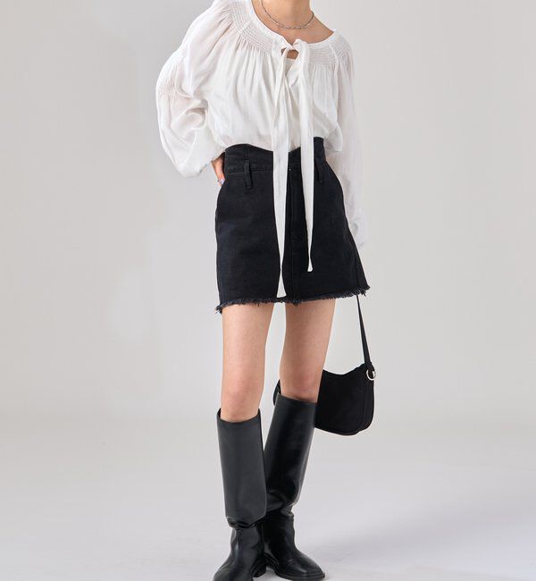  「ウェーブデニム ミニスカート」|スカート|