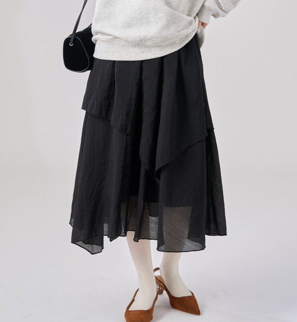  「フリルアシメスカート」|スカート|ブラック
