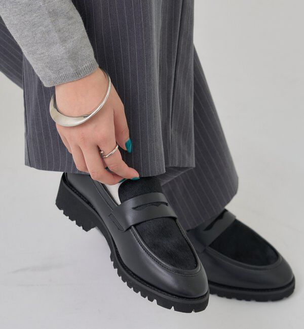  「ハラコ切替ローファー」|その他|ブラック