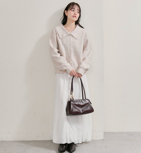  「襟付きプレートニットカーディガン」|カーディガン|