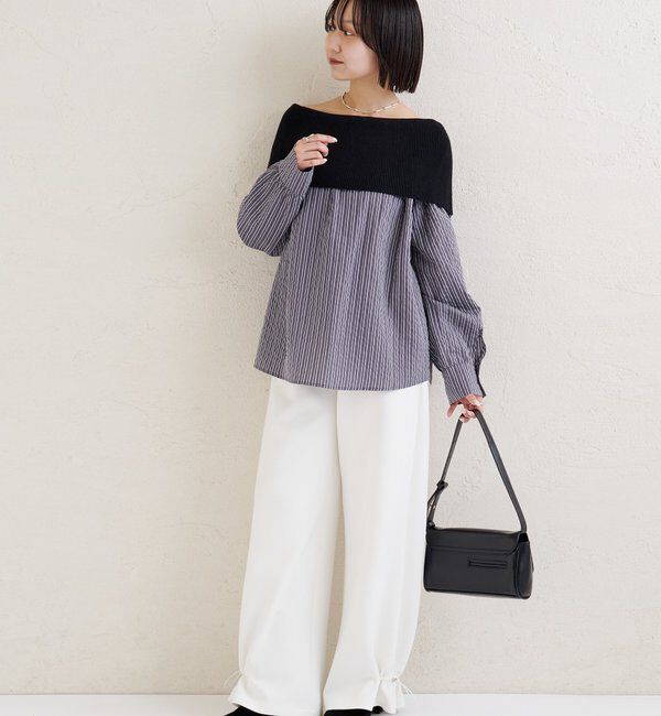  「オフショルリブストライプシャツ」|シャツ・ブラウス|