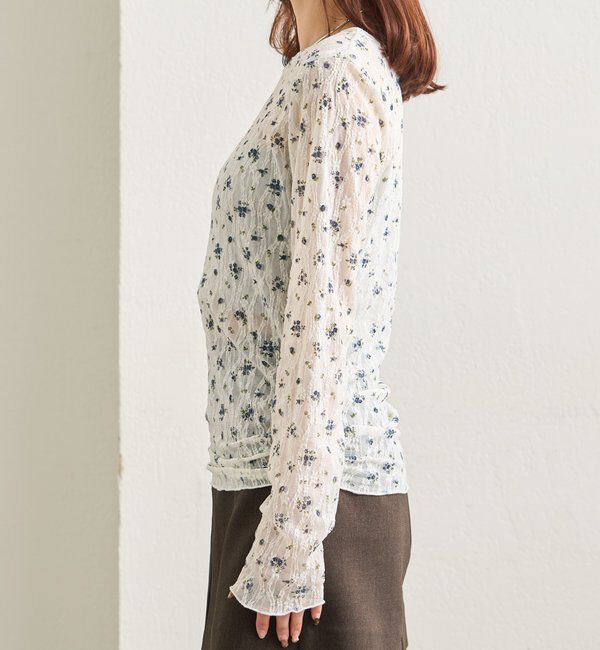  「レース花柄シアーロンT」|Tシャツ・カットソー|