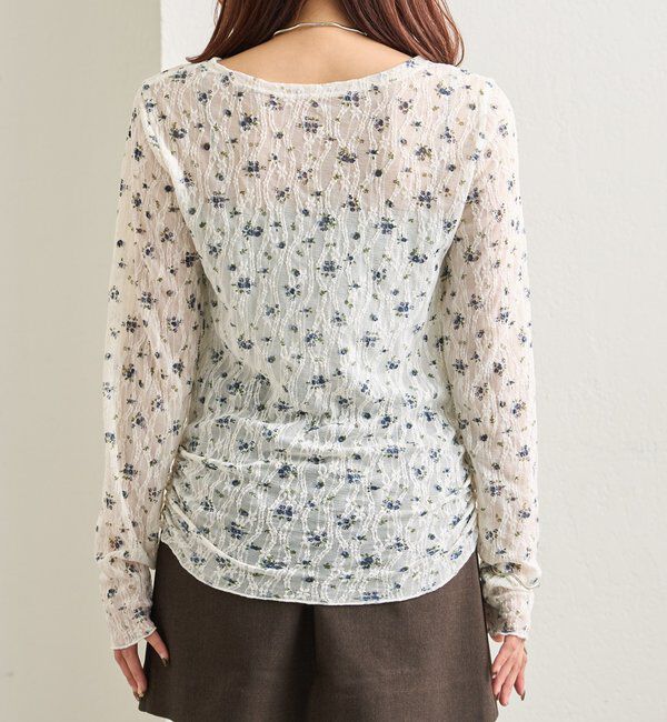  「レース花柄シアーロンT」|Tシャツ・カットソー|
