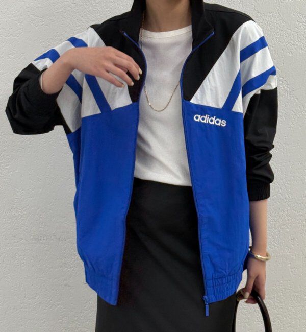  「adidas ラインナイロンジャケット」|ベスト・ジレ|ネイビー