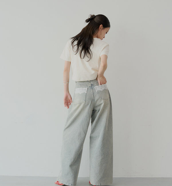  「ポケットレースワイドデニム」|デニム|