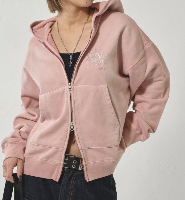  「【SLOPPY】RHINESTONE ZIP HOODIE」|パーカー|ピンク