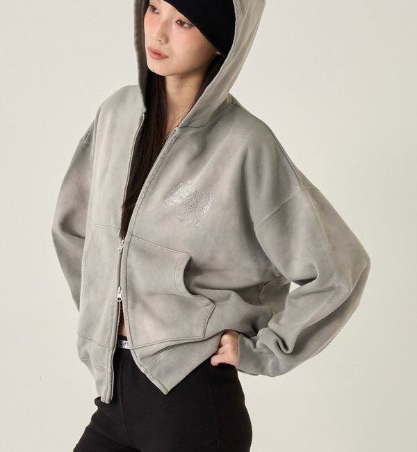  「【SLOPPY】RHINESTONE ZIP HOODIE」|パーカー|