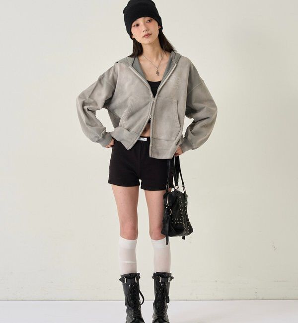  「【SLOPPY】RHINESTONE ZIP HOODIE」|パーカー|