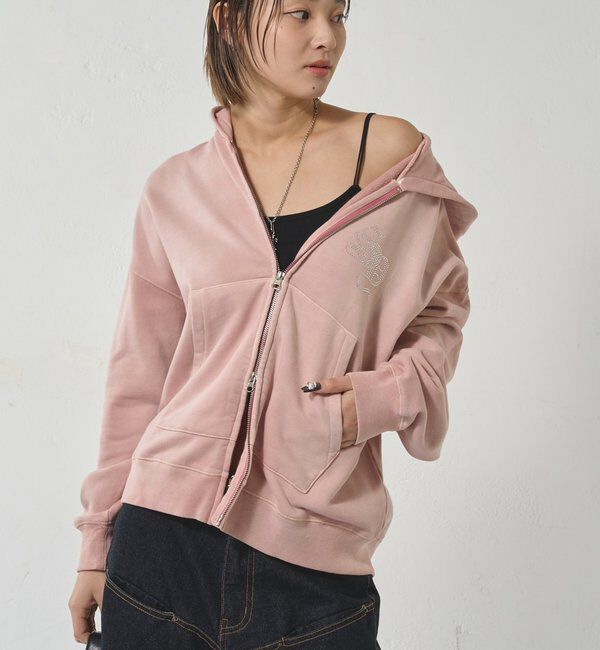  「【SLOPPY】RHINESTONE ZIP HOODIE」|パーカー|