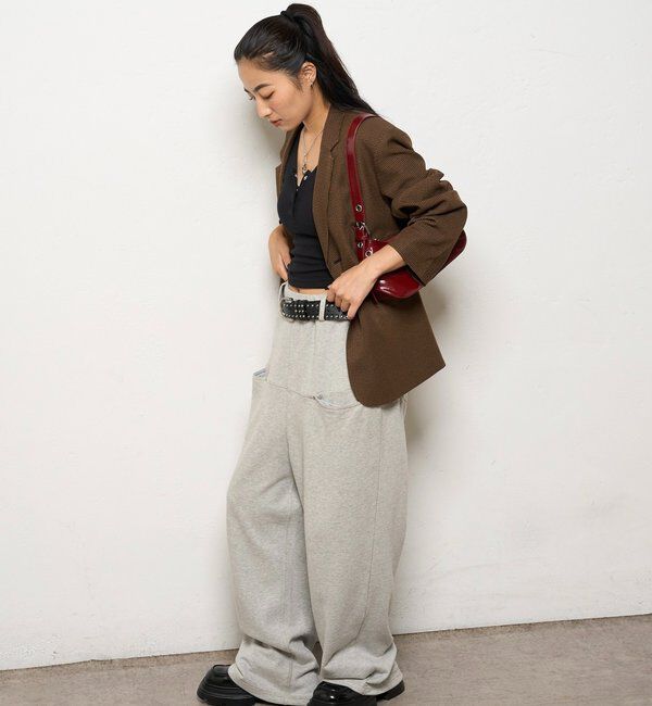  「【低身長・高身長対応】SLASH POCKET SWEAT EASY PANTS」|チノ|