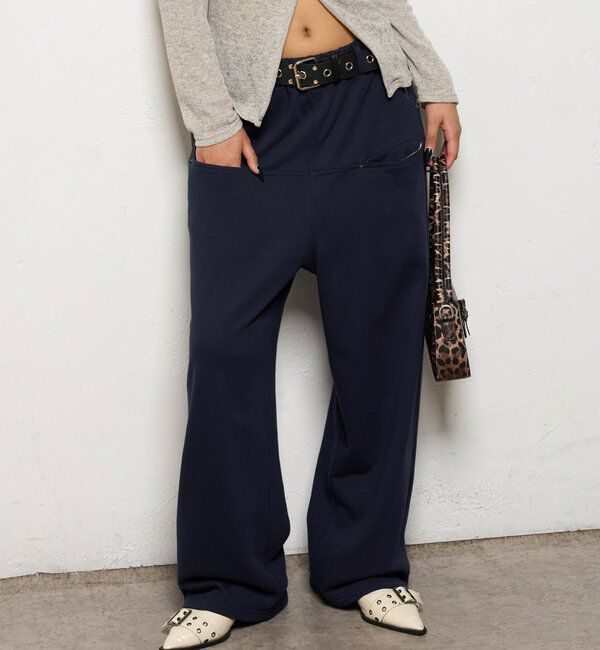  「【低身長・高身長対応】SLASH POCKET SWEAT EASY PANTS」|チノ|