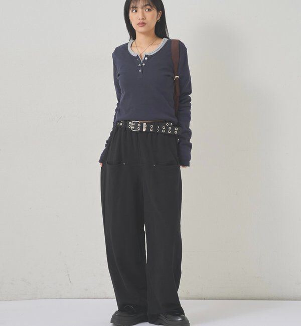 「【低身長・高身長対応】SLASH POCKET SWEAT EASY PANTS」|チノ|