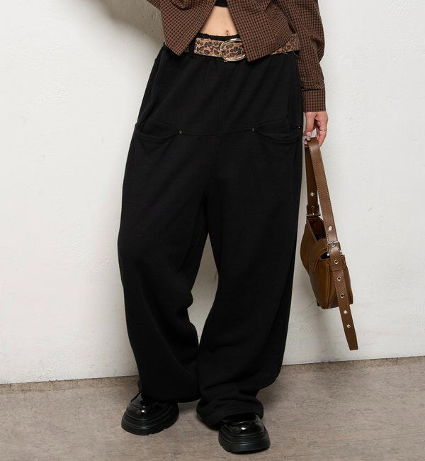  「【低身長・高身長対応】SLASH POCKET SWEAT EASY PANTS」|チノ|