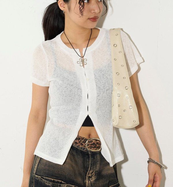  「シアーナロー半袖カーディガン」|Tシャツ・カットソー|