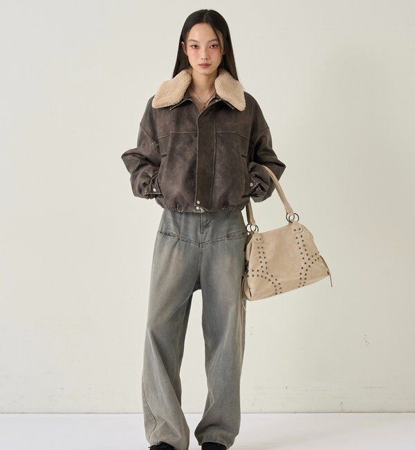  「3-WAY VINTAGE-LIKE LEATHER BOA BLOUSON」|ブルゾン・スタジャン|