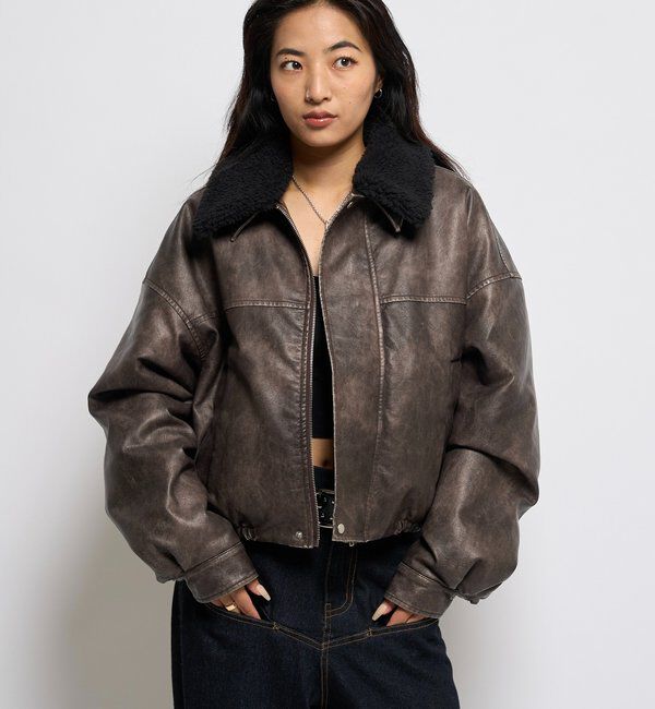  「3-WAY VINTAGE-LIKE LEATHER BOA BLOUSON」|ブルゾン・スタジャン|