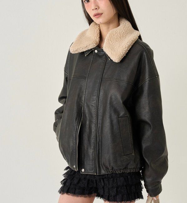  「3-WAY VINTAGE-LIKE LEATHER BOA BLOUSON」|ブルゾン・スタジャン|