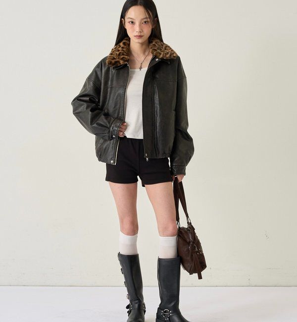  「3-WAY VINTAGE-LIKE LEATHER BOA BLOUSON」|ブルゾン・スタジャン|