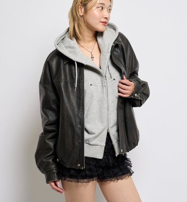  「3-WAY VINTAGE-LIKE LEATHER BOA BLOUSON」|ブルゾン・スタジャン|