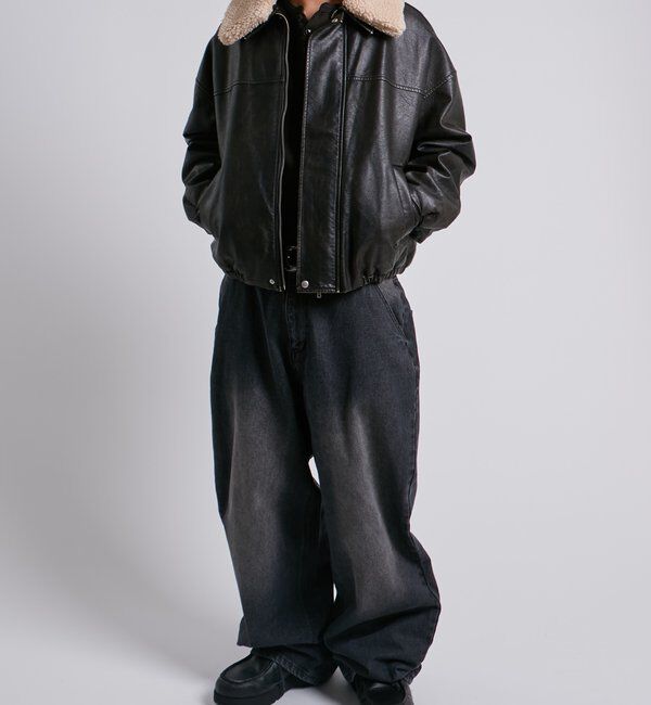  「3-WAY VINTAGE-LIKE LEATHER BOA BLOUSON」|ブルゾン・スタジャン|