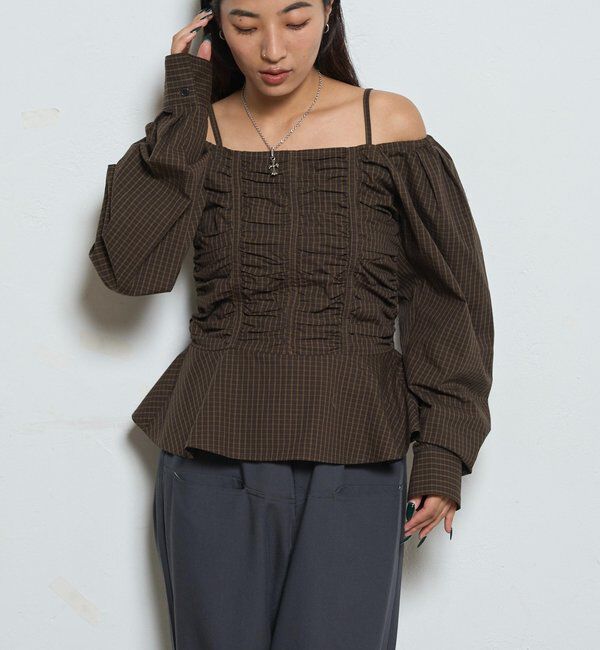  「2WAYオフショルダーパフスリーブブラウス」|シャツ・ブラウス|