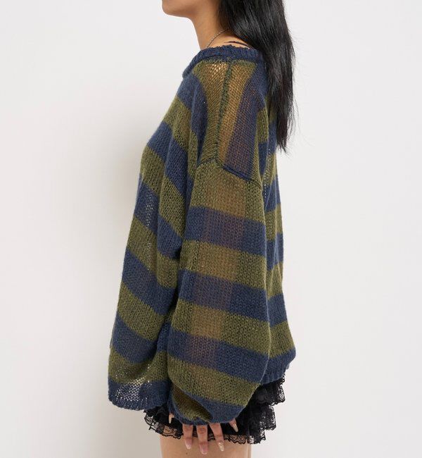  「WIDE BORDER MESH KNIT」|ニット・セーター|